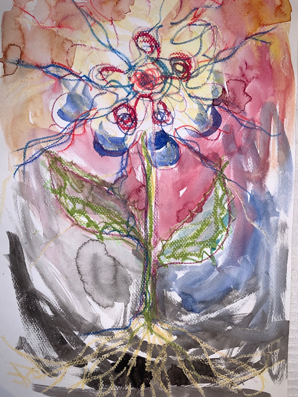 Selbstgemaltes Bild von Patient in der Psychotherapie